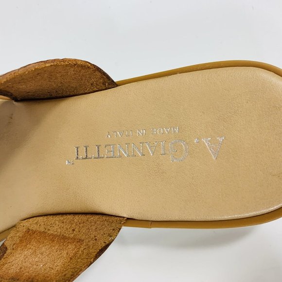 A Giannetti Bohemian Flat Slide Sandal Sz 8 Leather Double Strap Summer Italy - Picture 8 of 12